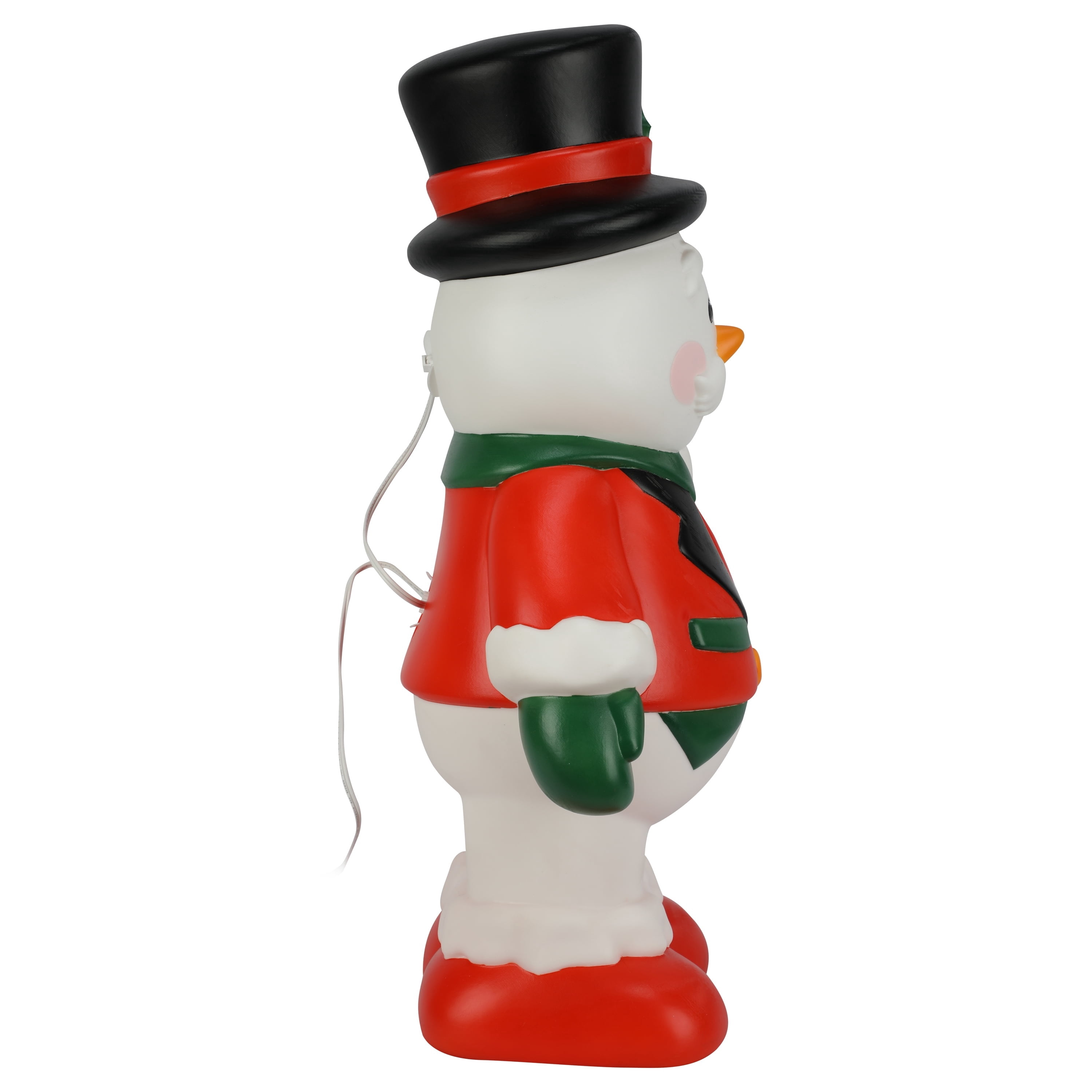 Lighted Blow Mold Snowman with Top Hat Indoor/Outdoor Christmas Decoration, Multicolor, 23.5", by Holiday Time