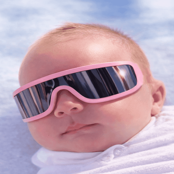 Sunzeez Infant UV Eye Shield for Babies – Soft Flexible Wraparound Newborn Eye Protection – No Hard Plastic Arms or Ear Hooks – Pink