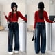 thumbnail image 5 of Cowsor Girls Wide Leg Jeans Baggy High Elastic Waist Denim Pants Cute Y2K Trendy Tween Streetwear, 5 of 7