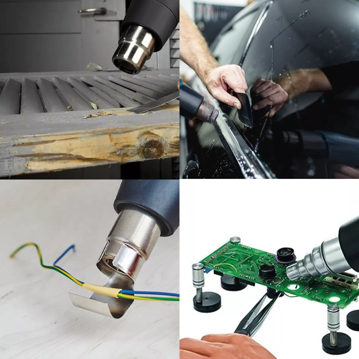 2500W Heat Gun for Vinyl Wrap Electric Hot Air Gun Dual Temperature LCD Display 4 Nozzles Tool
