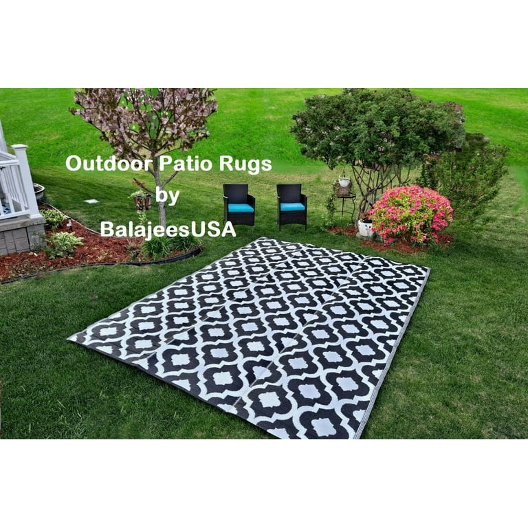 BalajeesUSA Outdoor rugs Plastic Straw Patio Rugs-6x9 ft.Blue Reversible  Mats Waterproof rv Camper Mats clearance 317