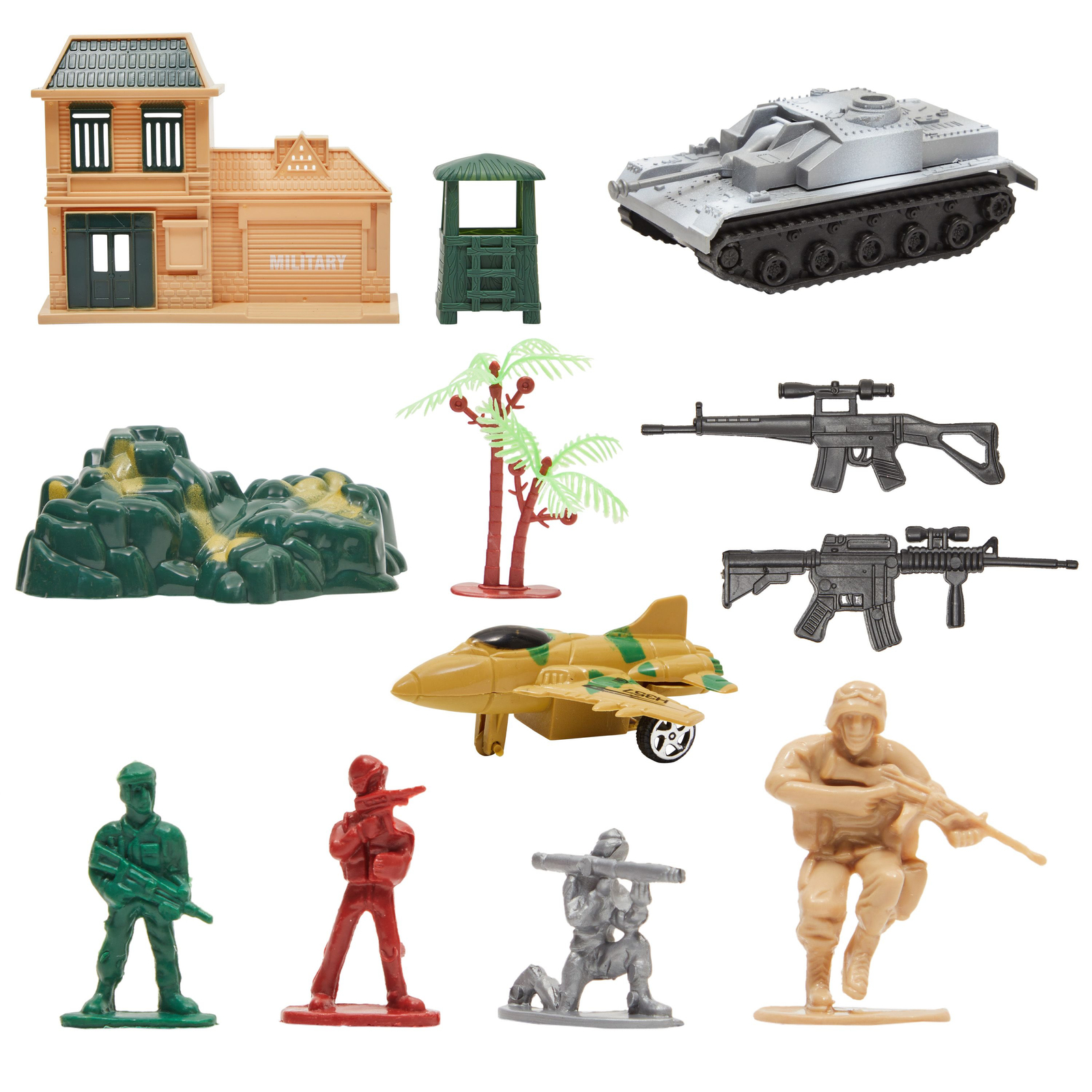 BLUE PANDA 300 Piece Military Toys Plastic Army Men with Tanks, Planes, Flags and Accessories for Boys Ages 8-14