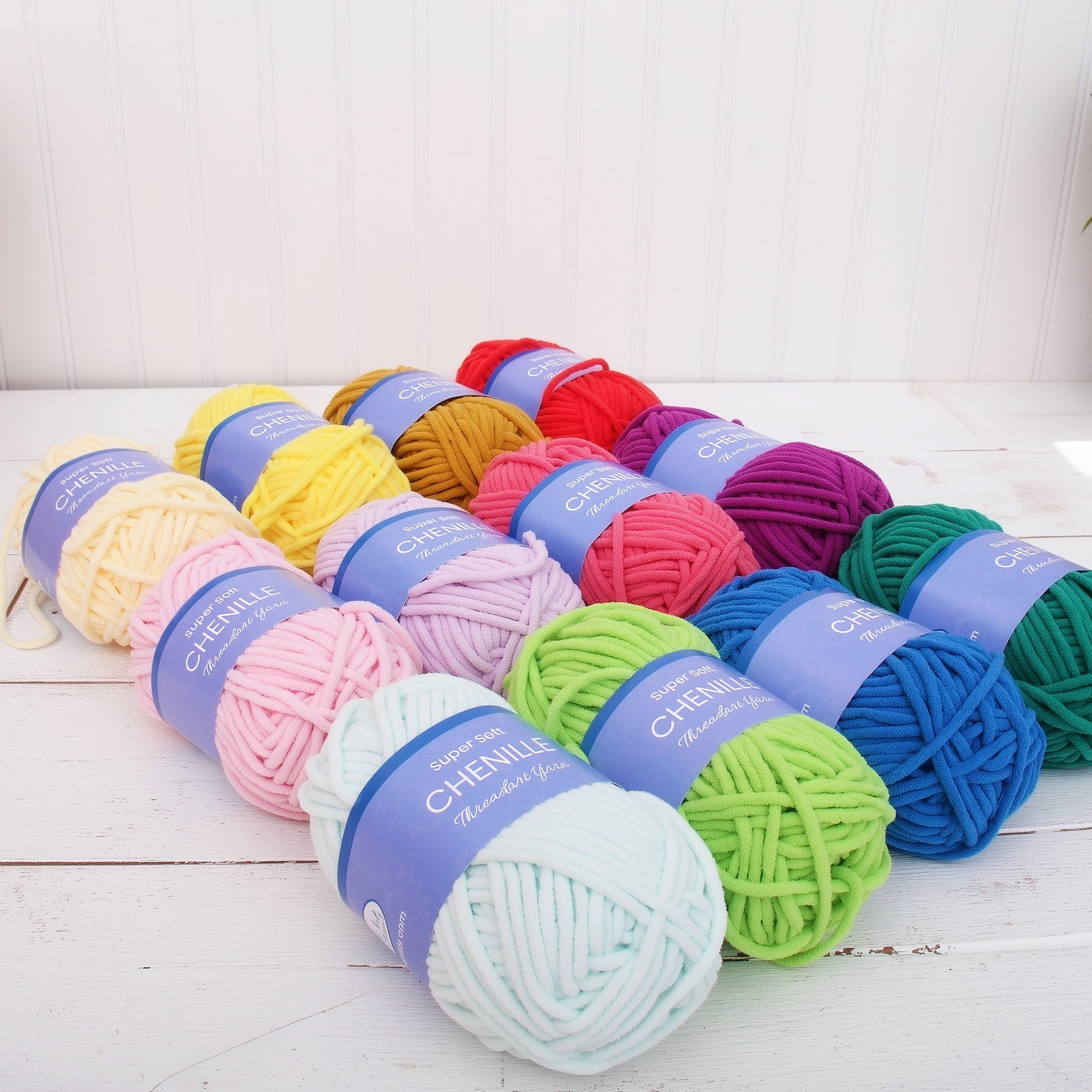 6 Pack ThreadArt Chenille Yarn for Crocheting, Knitting, Amigurumi, Super Soft Plush Velvet Yarn - 50 Gram 60 yds #5 Fluffy Yarn Skeins - Blush Pink