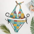 thumbnail image 4 of Colorful Abstract Ceramic Pattern Geometric 2 Piece Set Swimwear Adjustable Bikini Summer Party Beach Triangle Bathing Suit Tie String Thong, 4 of 5