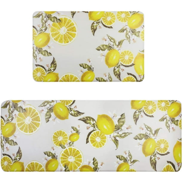 Homesta Kitchen Rugs 2piece Waterproof Anti Fatigue Kitchen Floor Mat Lemon Non Slip Comfort Pvc Leather Heavy Duty Standing Mats Indoor Outdoor 17 28 And 17 47 Walmart Com Walmart Com