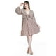 thumbnail image 5 of Vestido escote con moño Roman Fashion /Tallas Extras, 4318 (Chedron hojas) cafe 36, 5 of 6