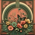 thumbnail image 2 of Ambesonne Boho Duvet Cover Set, Japan Floral Balcony Print, Twin, Dark Salmon Laurel Green, 2 of 2