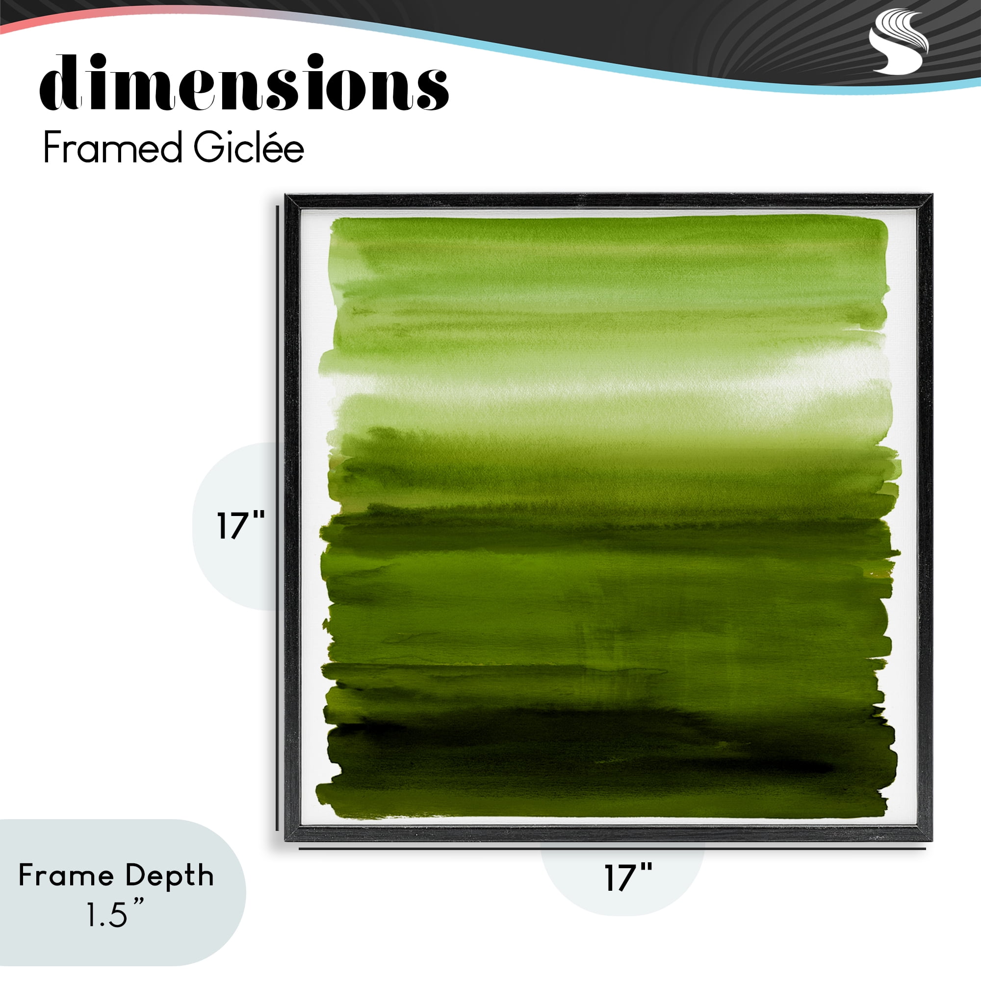 Stupell Industries Earthy Green Ombre Black Framed Giclee Art, design by Allie Corbin
