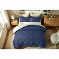 thumbnail image 3 of Bedtreat King Comforter Sets，7-Pieces Reversible Bedding Sets，Bed in a Bag with Comforter， Flat Sheet and Fitted Sheet, Pillowcases & Shams，Navy Blue/Milky Coffee, 3 of 8