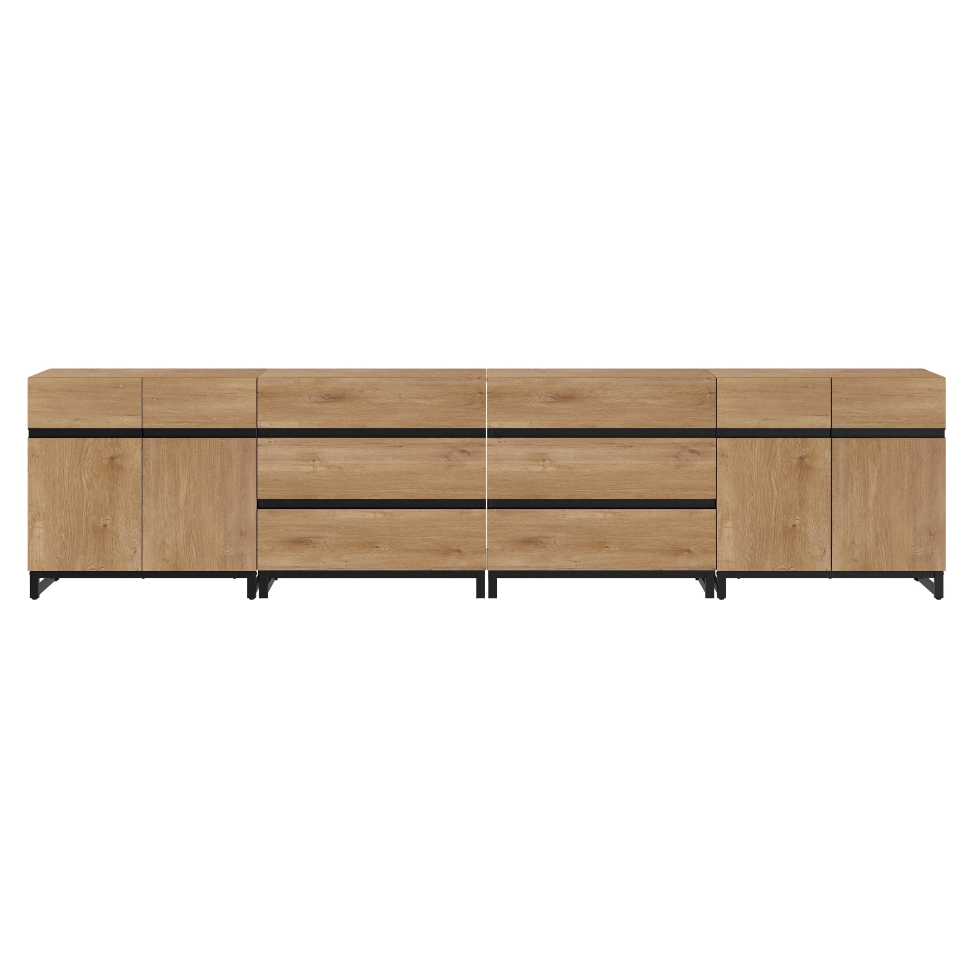 WAMPAT Modern TV Stand for TVs up to 120 inch, 4 in 1 TV Console with Adjustable Shelves and 6 Drawers, Media Console for Living Room,Bedroom, Oak