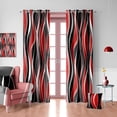 thumbnail image 3 of Red Black Blackout Curtains, Abstract Geometric Striped Aesthetic Art Darkening Window Drapes Grommet for Living Room Bedroom Decor 42"W x 63"L (Pack of 2), 3 of 6