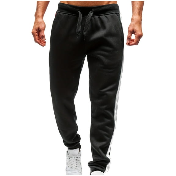 Bazeneo Men Trousers Elasticated Waist Gym Trouser Colour Block Baggy Sweatpants Loose Fit Sports Pants with Pockets Smart Casual Track Bottoms Mens Activewear for Joggers Running