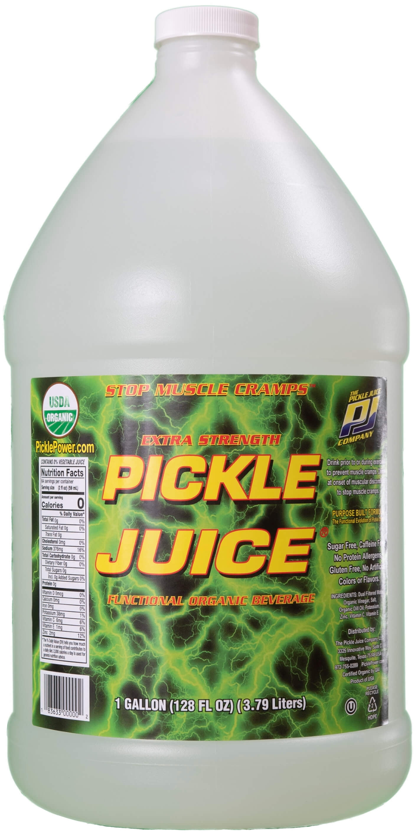 Pickle Juice Extra Strength Electrolytes, Stops Cramps, 1 Gallon