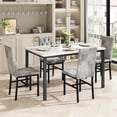 thumbnail image 5 of LinkRomat Dining Table Set for 4,Faux Marble Dining Room Table,Kitchen Table Set with 4 Button Tufted Velvet Dinner Chairs for Kitchen,Dining (Gray), 5 of 6