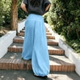 thumbnail image 3 of Sewkxo Womens Elastic High Waist Wide Leg Barrel Pants Flowy Baggy Balloon Trousers Summer Beach Pants,Light Blue XL, 3 of 5