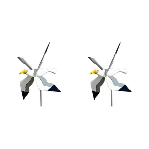 maskred Beautiful Seagull Windmill Garden Ornaments for Outdoor Garden Decoration Bird Type1 2Set