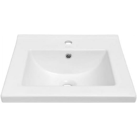 18" Ceramic Square Vanity Sink Top, White