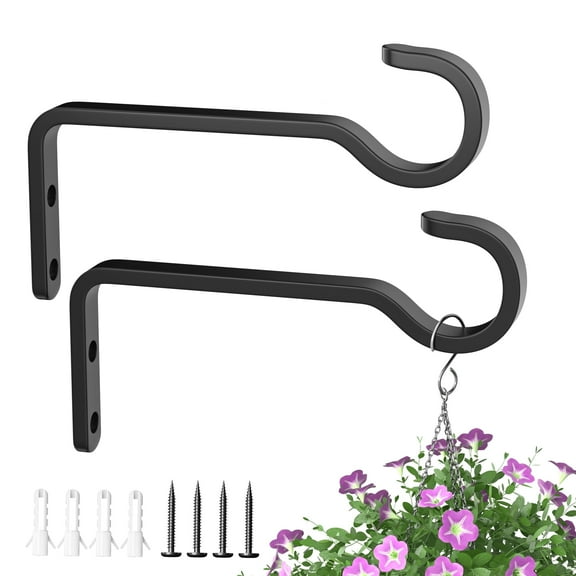 Saffruff Plant Hanging Hook Hanger: 2 Packs, Heavy Duty Metal Outdoor Bracket for Baskets, Wall Holder for Plants, Lanterns, Bird Feeders, Garden Chain Planter