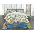thumbnail image 3 of Ambesonne Live Laugh Love Quilted Bedspread Set 3 Pcs, Floral Doodles, Queen Size, Multicolor, 3 of 5