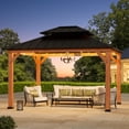 thumbnail image 3 of Modern Shade Rosewood 11'x13’ Hardtop Gazebo, Cedar Framed Rosewood Pavilion with Double Galvanized Steel Roof, Permanent Patio Gazebo for Outdoor Brown, 3 of 8