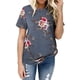 thumbnail image 5 of Camiseta de mujer con estampado floral, manga corta, cuello redondo, blusa informal, gris, M Methold AP001919-20, 5 of 6