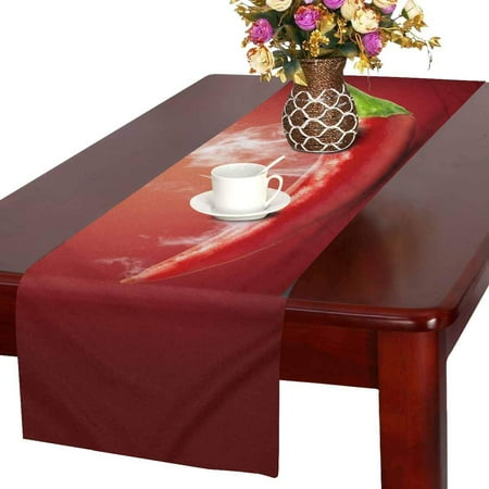 MKHERT Funny Food Hot Chili Pepper in Smoke Table Runner Home Decor for Home Kitchen Dining Wedding Party 16x72 Inch