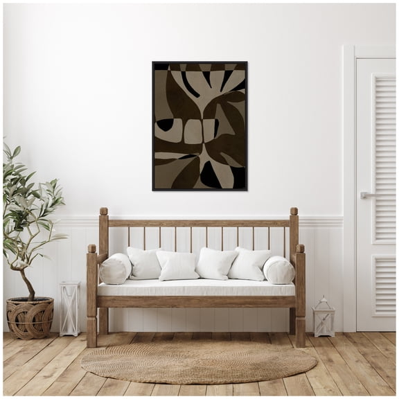 Kate and Laurel Contour 2 Framed Canvas Wall Art by Shatha Al Dafai 28 x 38 Sylvie Black, Modern, Abstract Art for Wall Decor, Living Room, Bedroom