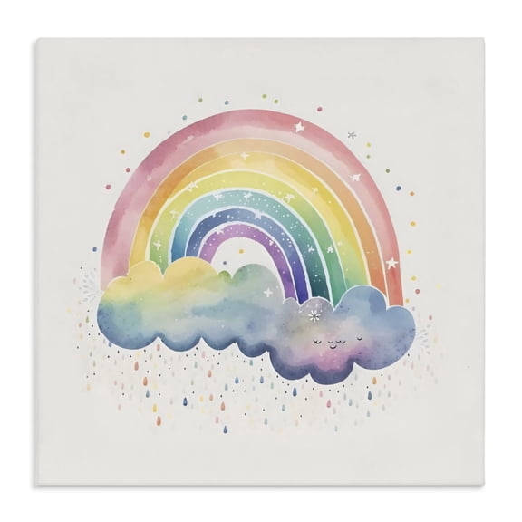 Stupell Industries Contemporary Bright Boho Rainbow & Stars Canvas Art, 17 x 17, by Creative Studio