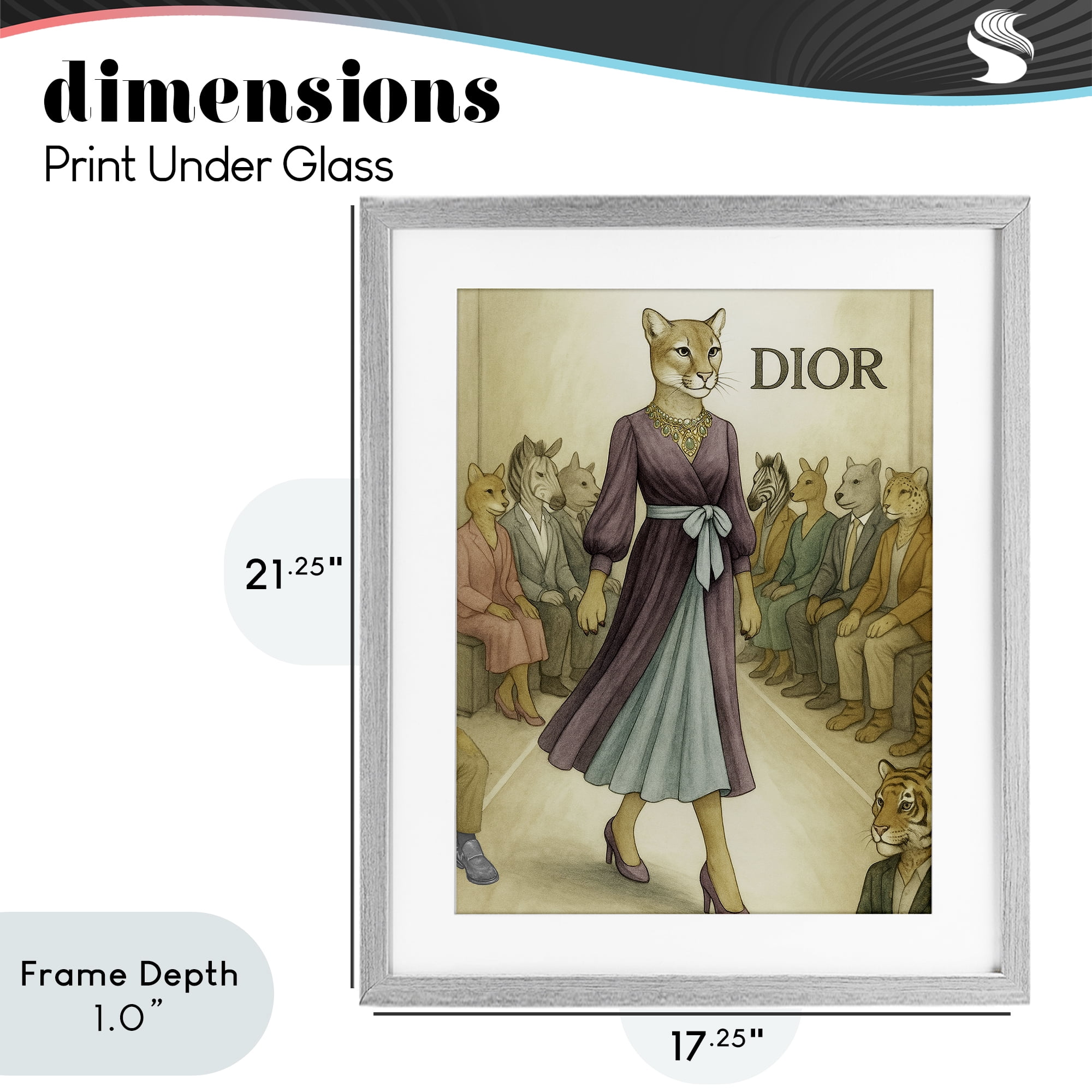 Stupell Industries Fashion Runway Cougar Gray Framed Print Under Glass, design by Grotto Studios