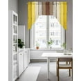 thumbnail image 4 of Yellow Brown Kitchen Curtains Swag Valance for Windows/Bathroom/Cafe, Farmhouse Wood Grain Vintage Striped Rod Pocket Drape Panel Swag Curtains Valance for Bedroom/Living Room 56"x36", 4 of 6