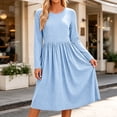 thumbnail image 6 of Livrdious Fall Dresses for Women Long Sleeve A Line Striped Dress Womens Casual Midi Flowy Dresses, 6 of 6