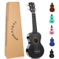 thumbnail image 1 of Ukelele POMAIKAI Soprano de madera con cuerdas de nailon, 21 pulgadas, color negro, 1 of 8