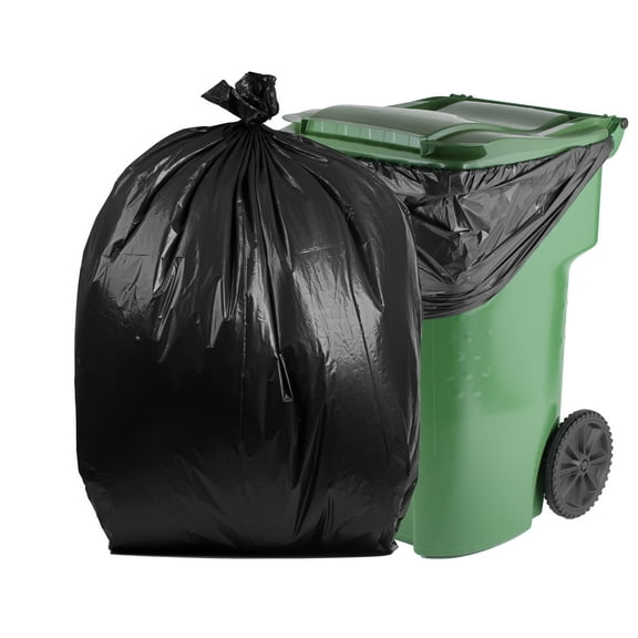 PlasticMill 95 Gallon, Black, 1.2 Mil, 61x68, 50 Bags/Case, Garbage Bags / Trash Can Liners.