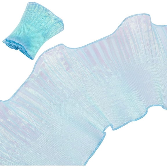 6 Yards Cyan Ruffled Pleated Lace Fabric Trim 5.5inch Width Tulle Ruffle Lace Ribbon Border for Craft Sewing Dress Bag Decoration diy