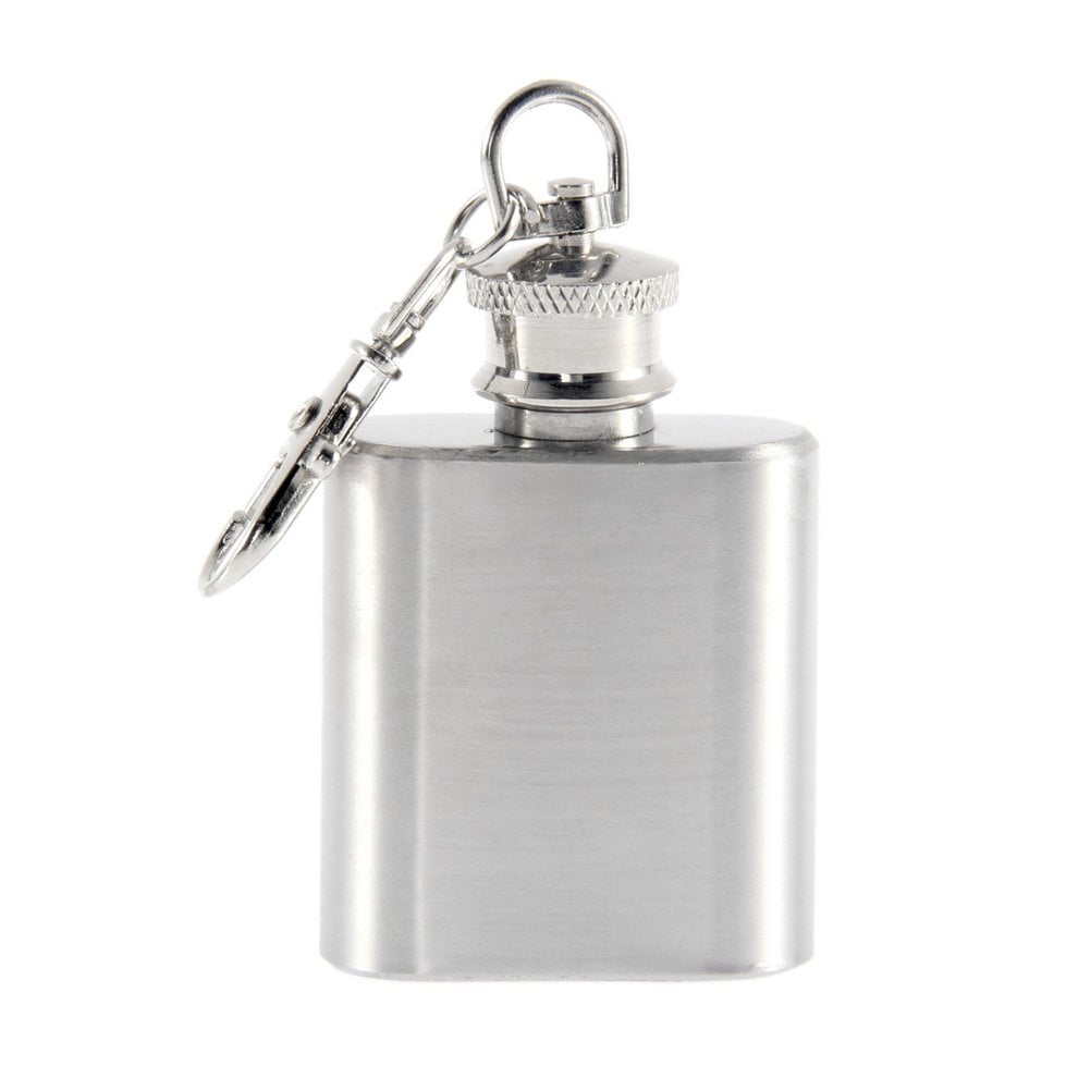 Portable 1oz Mini Stainless Steel Hip Flask Alcohol Flagon with Keychain LHD