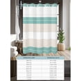 thumbnail image 6 of No Hook Cloth Fabric Shower Curtain with Snap in Liner, Turquoise Beige Stripe Waterproof Shower Curtains Set with See Through Top Window, Modern Art Horizontal Striped Bath Curtains Shower 36"x72", 6 of 6
