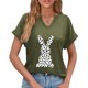thumbnail image 3 of Corto para las Mujeres Casual Verano 2025 Pascua Impresión V-Cuello Camiseta, Ligero 95% Poliéster 5% Spandex Top para Toda la Temporada Hogar Y Diario, 3 of 7