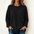 thumbnail image 2 of LNZGNM Women's Crew Neck Sweatshirts Solid Color Long Sleeve Soft Warm with Wrinkle Free Pullover Sport Lounge Comfort,Black(XXL), 2 of 8