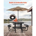 thumbnail image 4 of VEVOR Table de Pique-Nique en Acier Résistant aux Intempéries Ensemble de Mobilier de Salle à Manger de Patio Extérieur Rond, 4 of 9