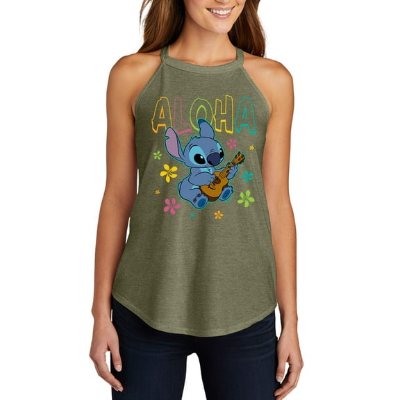 Lilo & Stitch - Aloha Stitch - Juniors High Neck Tank Top