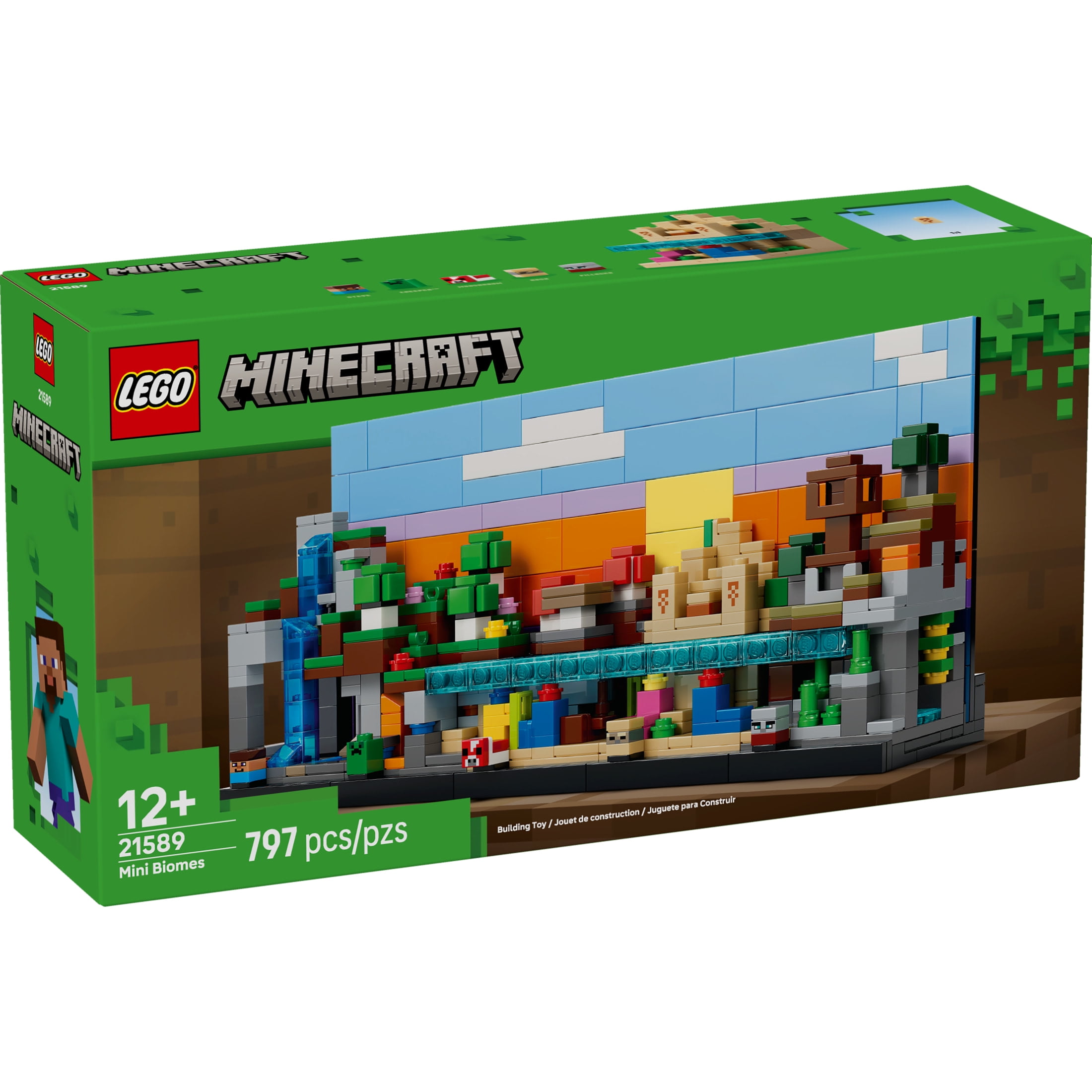 LEGO Minecraft Mini Biomes Building & Pretend Play Toy for Boys & Girls - Video Game Playset & Toy Figures for Preteens, Ages 12 + - W/2 Minifigures & 3 Microfigures - Gift Idea for Birthdays - 21589