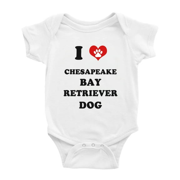 I Heart Chesapeake Bay Retriever Dog Funny Cute Baby Rompers Baby Clothes (White, 6-12 Months)