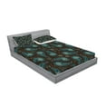 thumbnail image 2 of Ambesonne Paisley Fitted Sheet & Pillow Sham Set, Modern Teardrop Shapes, Queen, Brown Blue and Dark Blue, 2 of 2