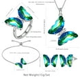 thumbnail image 3 of Green Butterfly Jewelry Sets 5PCS, Necklace Earrings Bracelet Ring May Birthstone Jewelry Set Emerald Sterling Silver Women Birthday Mother's Day Gifts, 3 of 6