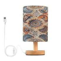 Boho Ethnic Bohemian Indian Mandala Bedside Table Lamp Desk Warm Lights with USB Charging Port Cylinder LED Lamps for Bedroom Living Room Office