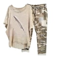 thumbnail image 1 of Ensembles 2 Pcs pour Femmes Été Imprimé Col Rond Manches Mi-Longues Chandail Chemise Hauts + Pantalon Ensemble Assorti pour Femmes Été en Liquidation, 1 of 6