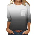 thumbnail image 1 of SDNall Femmes Casual Couleur Unie Col Rond Manches 3/4 et 3/4 Poche Top, 1 of 9
