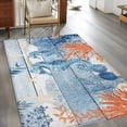 thumbnail image 3 of Sea Corals Seahorse Washable Area Rugs 4'x6', Summer Beach Sea Stars Blue Wood Grain Low Pile Throw Living Room Rug Non-Slip Sturdy Edge Binding Carpet for Indoor Entryway Bedside Kitchen, 3 of 9