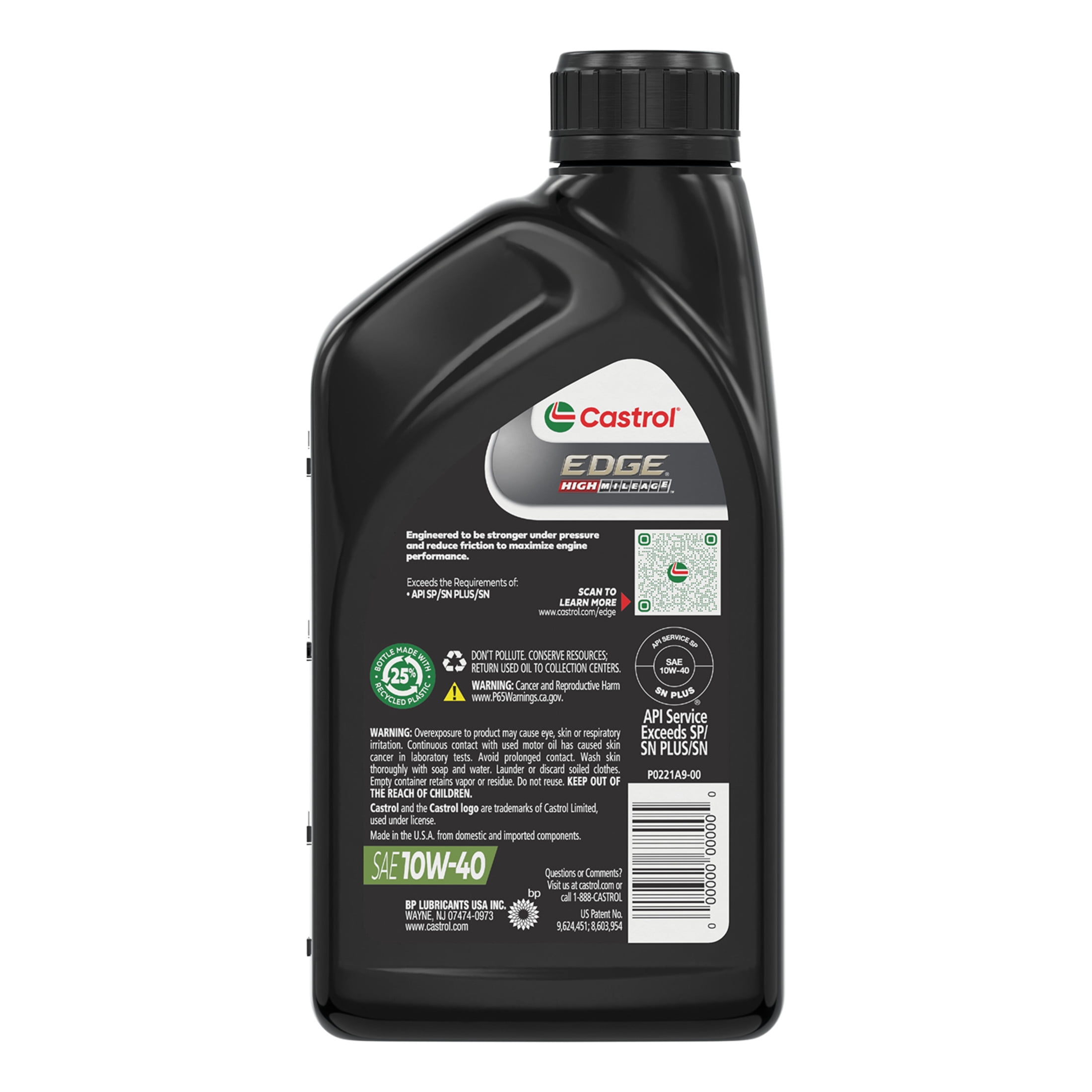 Castrol EDGE High Mileage 10W-40 Advanced Full Synthetic Motor Oil, 1 Quart