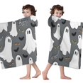 thumbnail image 4 of Halloween Ghost Eyes Pattern Hooded Bath Towel，60"x35" for Ages 3 To 12 Kids, Quick Dry Lightweight Soft Microfiber Hood Beach Towel Cover Up for Kids, 4 of 7